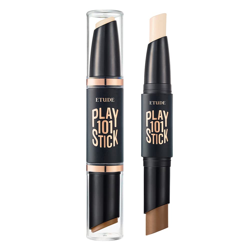 Etude Play 101 Stick Contour Duo - Intense Creamy Shading & Highlighter For Easy Makeup