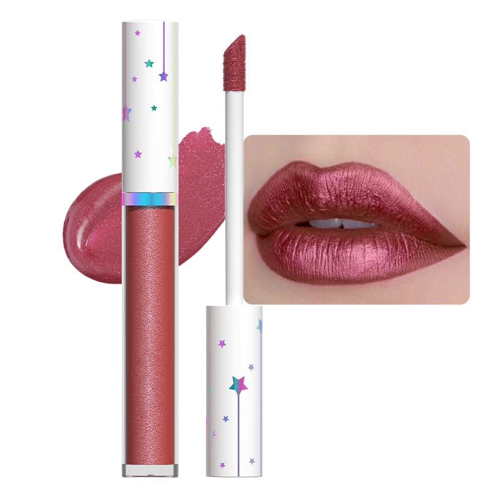 Evpct Maroon Red Glitter Lip Gloss - Long Lasting, Waterproof Liquid Lipstick For Women 12#