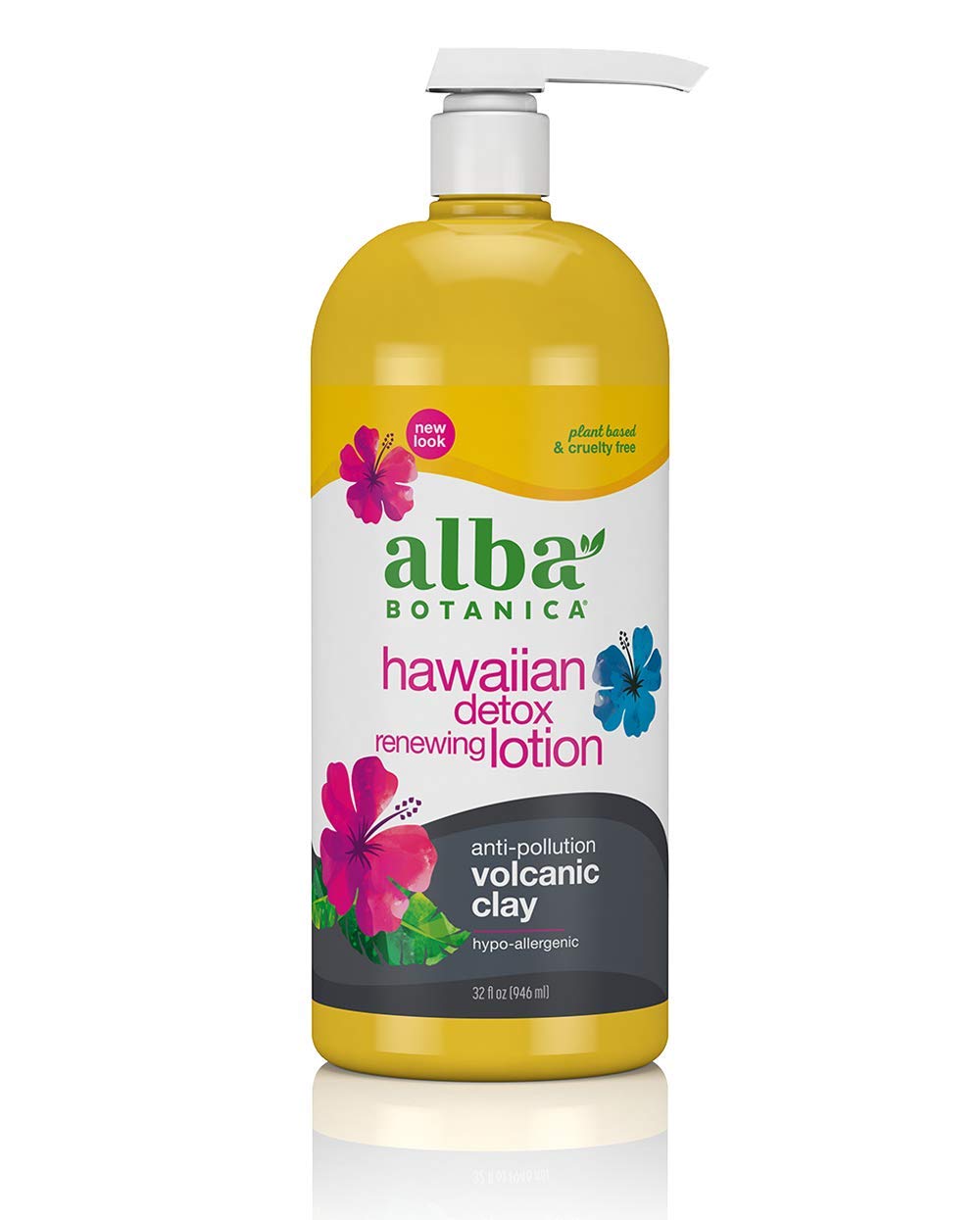 Alba Botanica Hawaiian Detox Lotion, Anti-Pollution Volcanic Clay, 32 Oz, Yellow