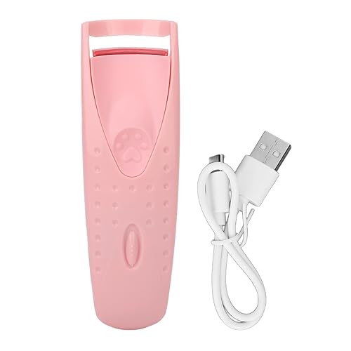 Yosoo Pink Heated Eyelash Curler - Long Lasting Electric Curling Brush, Portable Abs Design