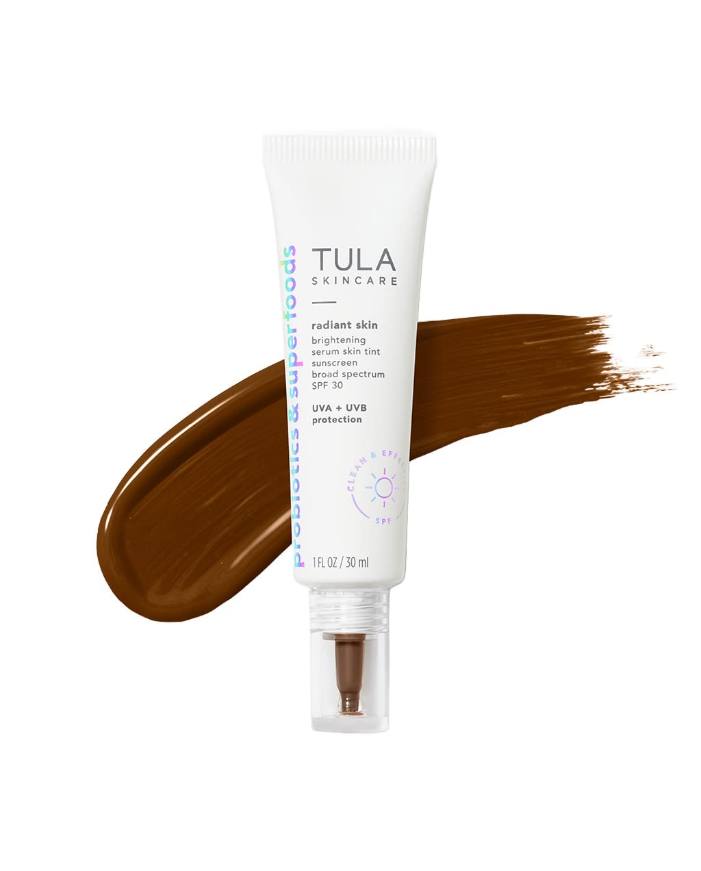 TULA Radiant Skin Brightening Serum Tint SPF 30 - Shade 28, 1 fl oz Facial Sunscreen