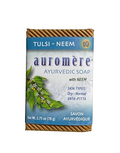 Auromere Tulsi-Neem Bar Soap, 2.7 Oz - Natural Herbal Cleanser, Multi-Pack