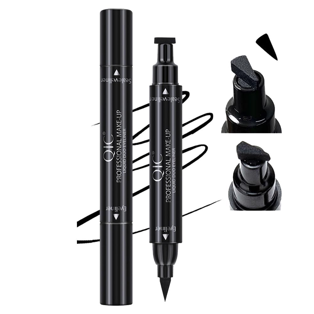 Aturmc Double Head Liquid Eyeliner, Waterproof, Non-Smudging, 2 Pack, Quick-Drying, Black