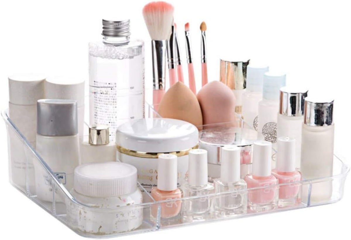 Sunficon Acrylic Makeup Organizer - Clear Cosmetic Display Case For Bathroom & Office Storage