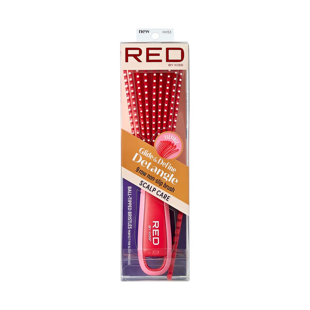 Red by Kiss Detangling Brush for Natural Hair - Heat Resistant, Non-Slip Ball Tip, Scalp Care