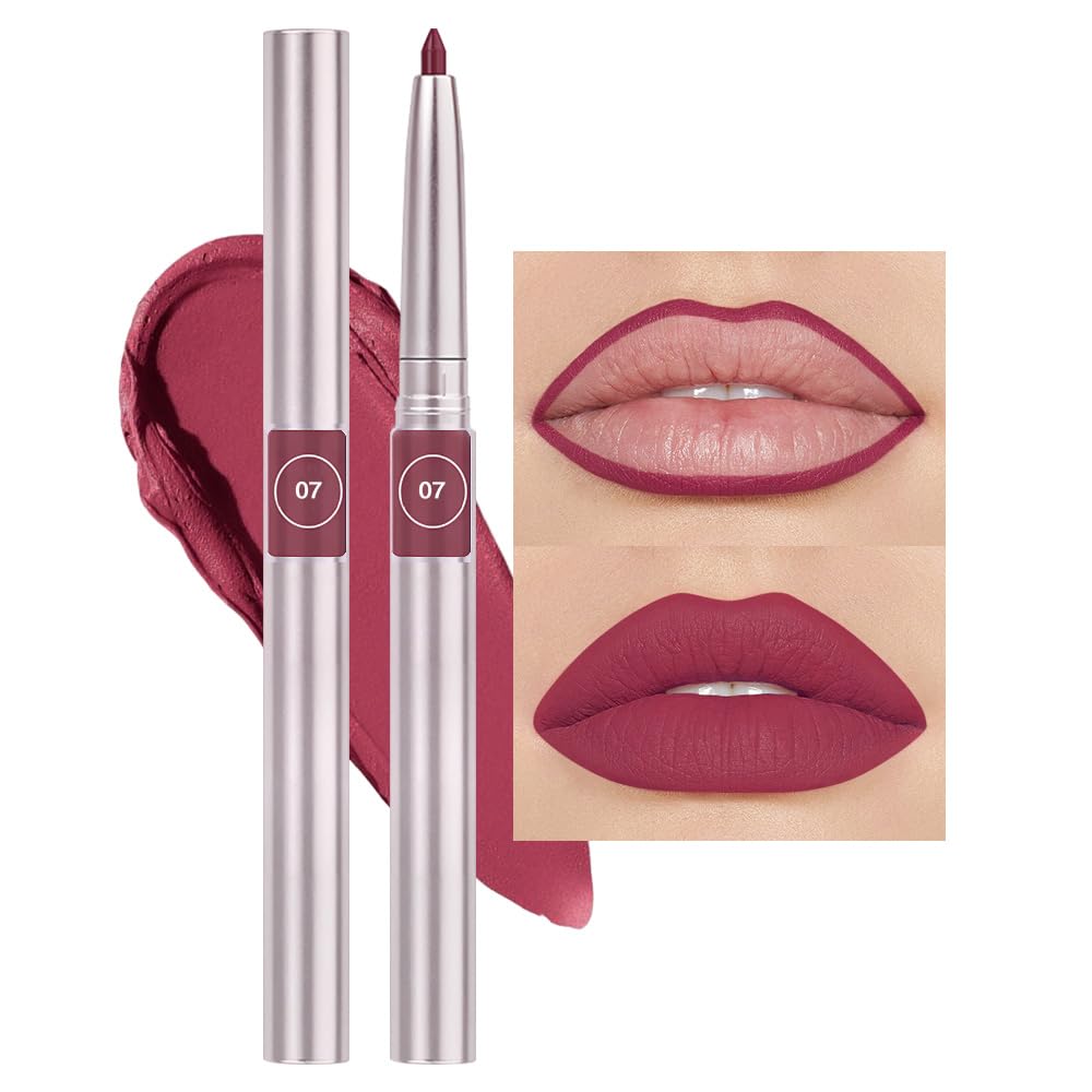 Feicuiyun Waterproof Lipliner Pencil, Long Lasting Matte Finish, Vegan, 07#Plum, 1 Count