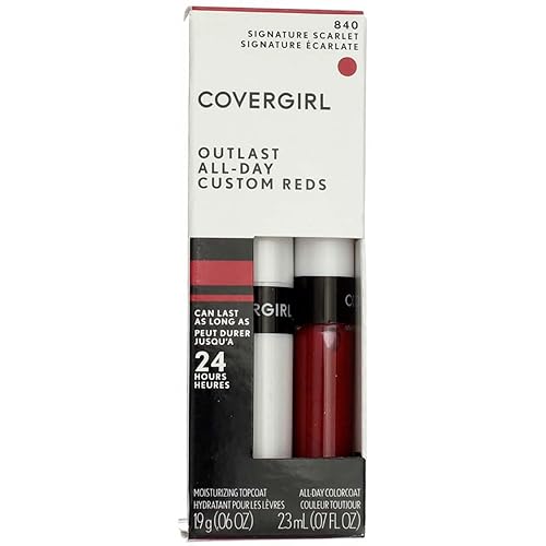 Covergirl Outlast Lipcolor 840 Signature Scarlet - Long-Lasting Red Lipstick, 1 Count