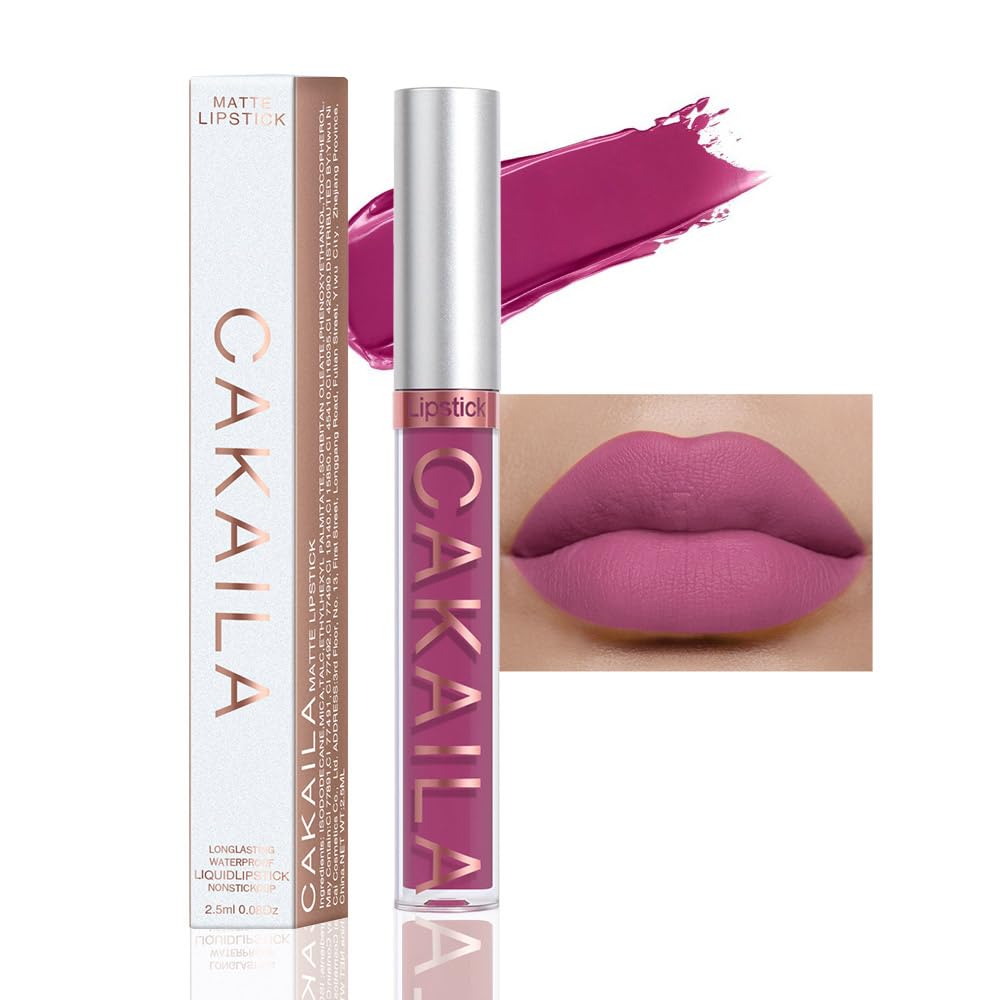 Cakaila Purple Violet Long Lasting Liquid Lipstick Set, Waterproof Matte Lip Gloss 0.16 Fl Oz