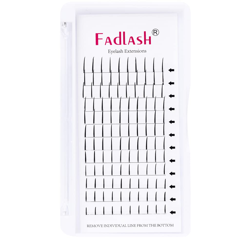 FADLASH D Curl 16mm Premade Spikes Eyelash Extensions - Super Thick Matte Black Fans (0.07D