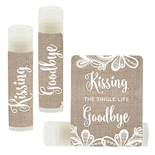 Andaz Press Bridal Shower Lip Balm Favors, Burlap Lace, 12-Pack Bridesmaid Gifts