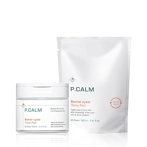 P.Calm Barrier Cycle Toner Pad, 120 Count - Vegan, Fragrance-Free, Soothing For Sensitive Skin