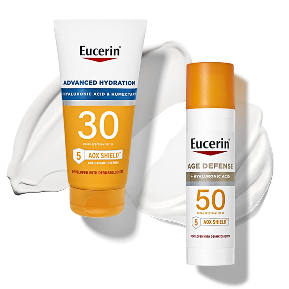 Eucerin Sun Advanced Hydration Sunscreen Lotion Spf 30 & Age Defense Spf 50 - 2 Pack