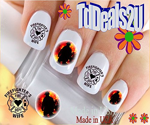 Hipzysticky Nail Art Decals - Firefighters Wife Waterslide Stickers For Diy Nail Design