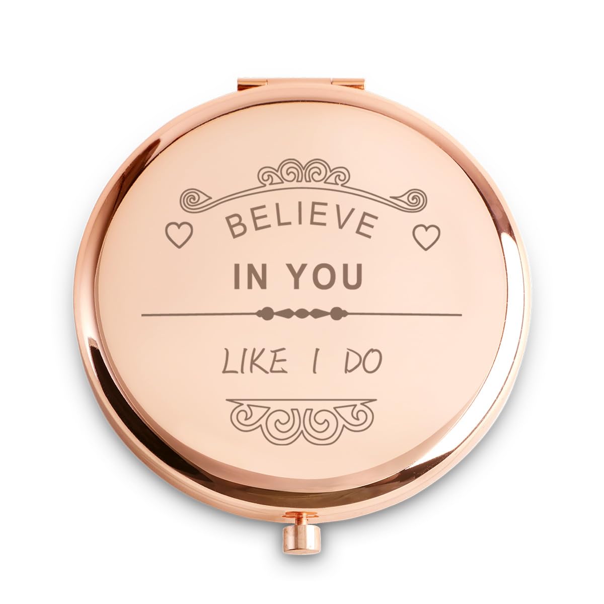 Coyoal Personalized Compact Mirror - Inspirational Gift For Women, 2.6&quot; Stainless Steel, Believe In You