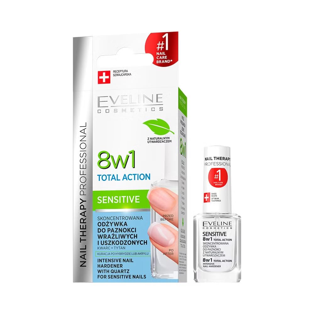 Eveline Cosmetics Total Action 8 In 1 Nail Treatment & Conditioner For Sensitive Nails, 1 Count