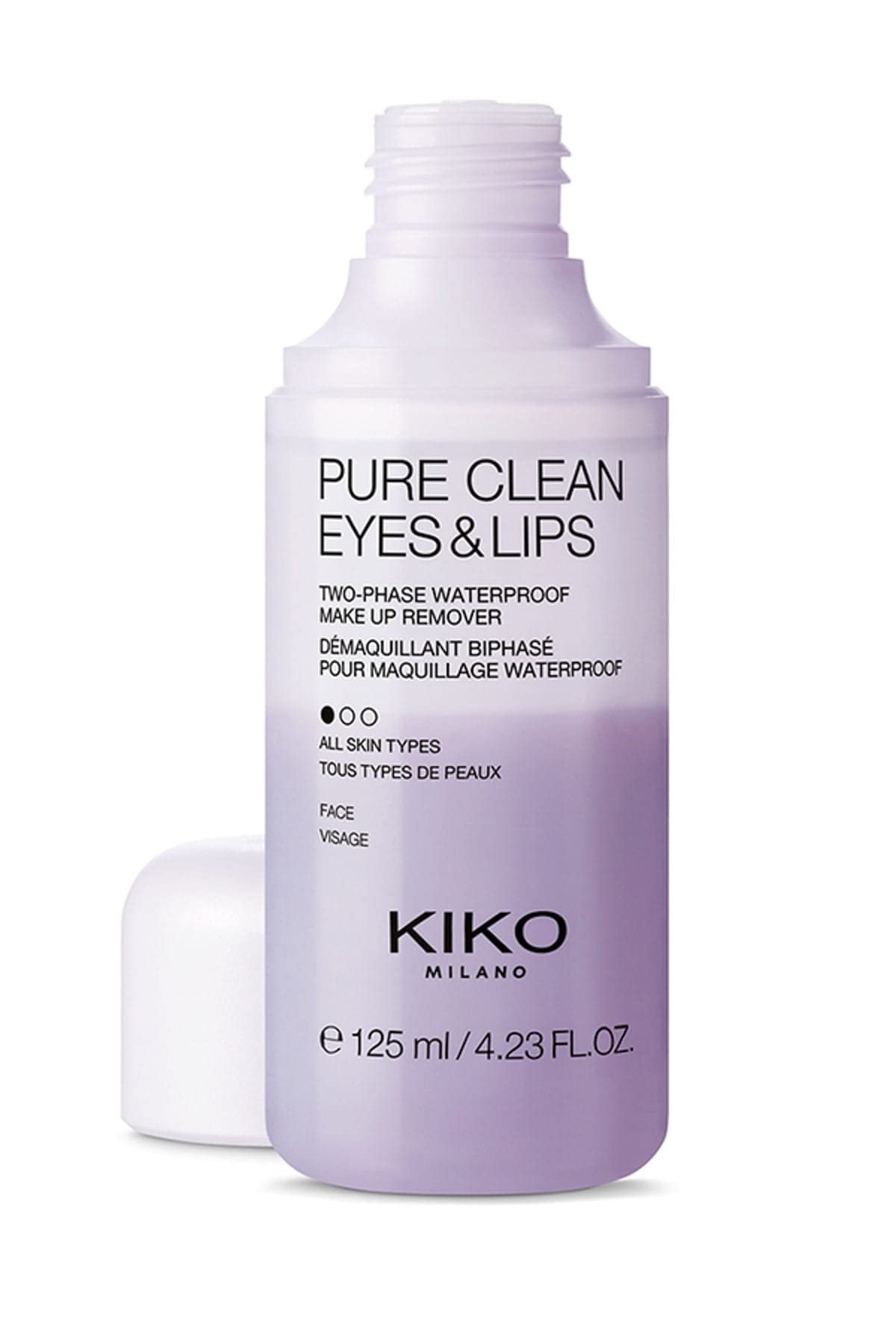 Kiko Milano Pure Clean Eyes & Lips Makeup Remover, 125Ml - Waterproof, All Skin Types