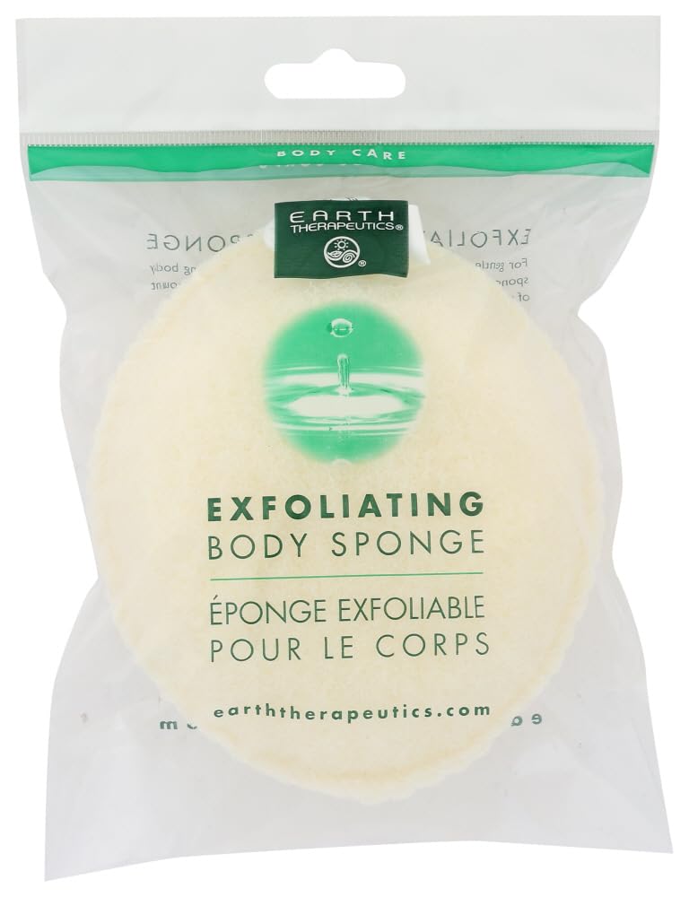 Earth Therapeutics Body Sponge, Exfoliating Oval 3-Pack, Synthetic Foam, White