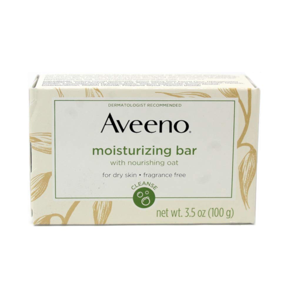 Aveeno Gentle Moisturizing Bar Cleanser, Fragrance-Free, 3.5 Oz (Pack Of 4) For Dry Skin