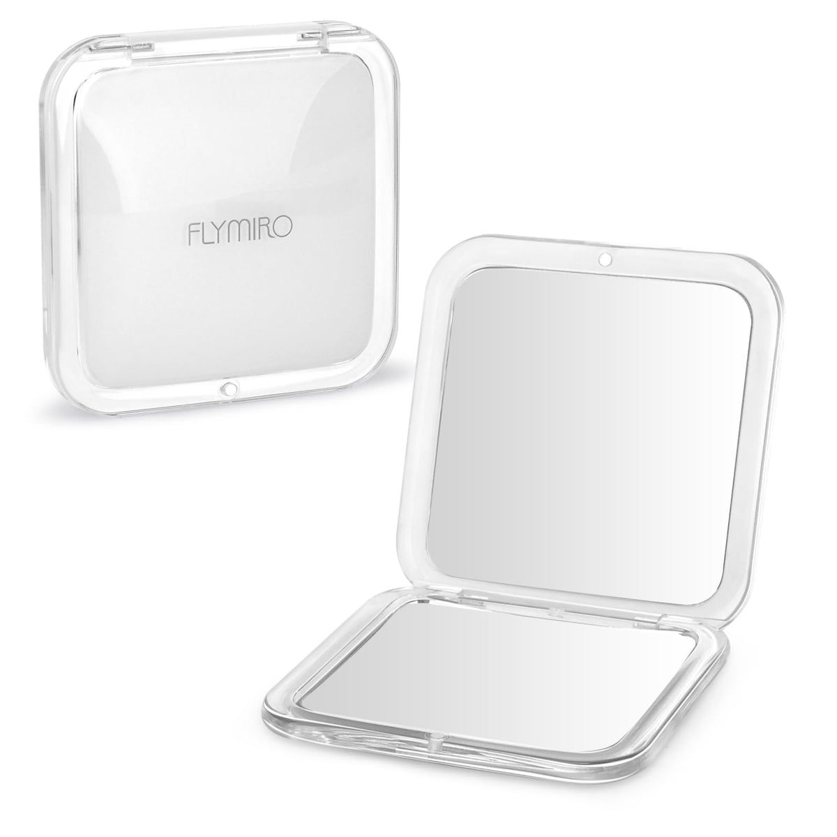 Flymiro Folding Compact Mirror - 1X/10X Magnifying, Portable Travel Makeup Mirror For Purse, White