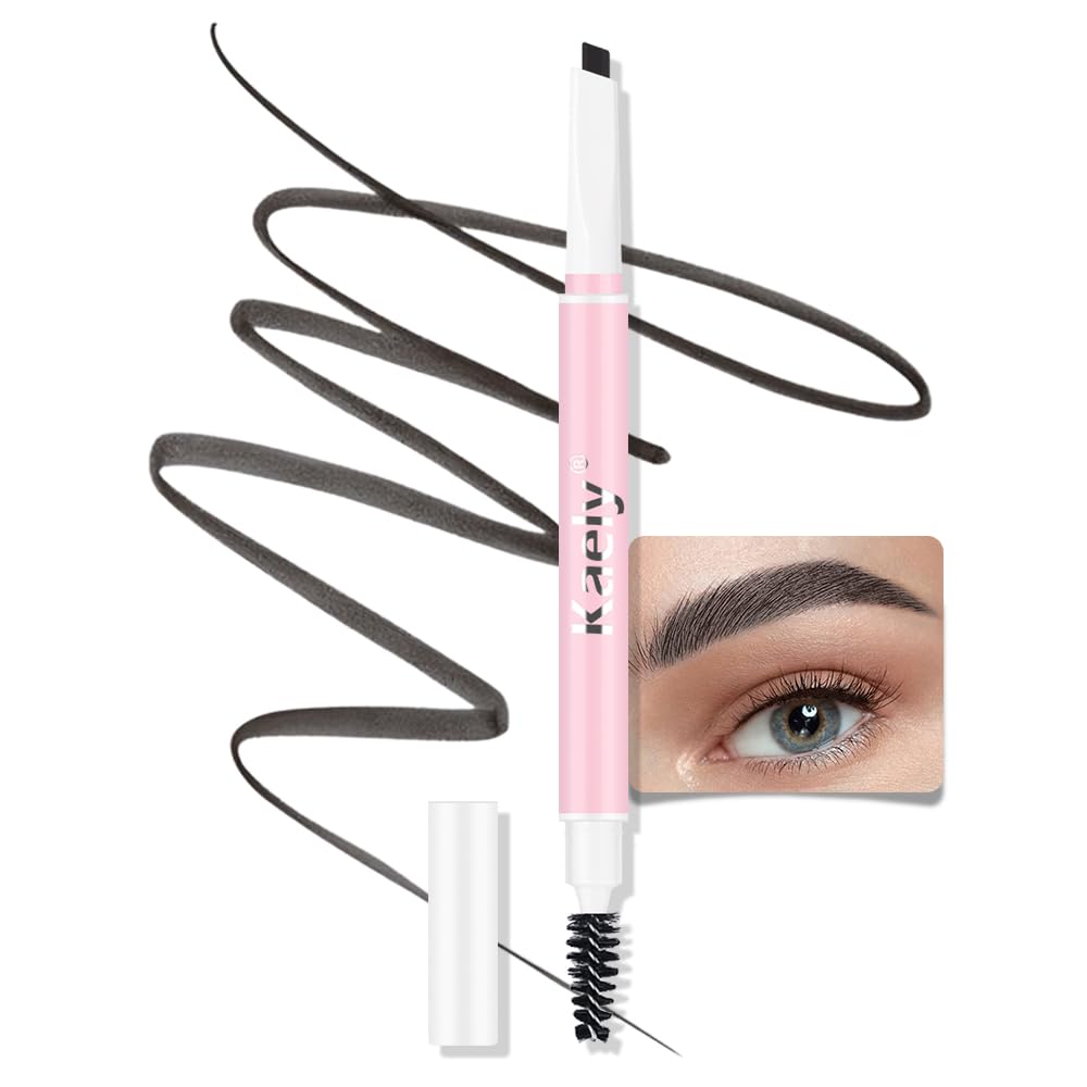 Kaely 2In1 Waterproof Eyebrow Pencil, Longwearing Mechanical Pen With Spoolie, 01 Ebony