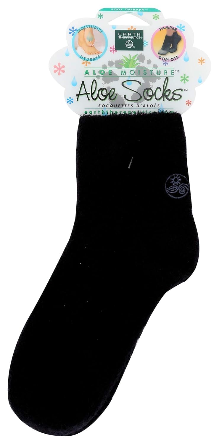 Earth Therapeutics Aloe Vera Socks - Moisturizing, Black, Infused With Aloe Vera & Vitamin E