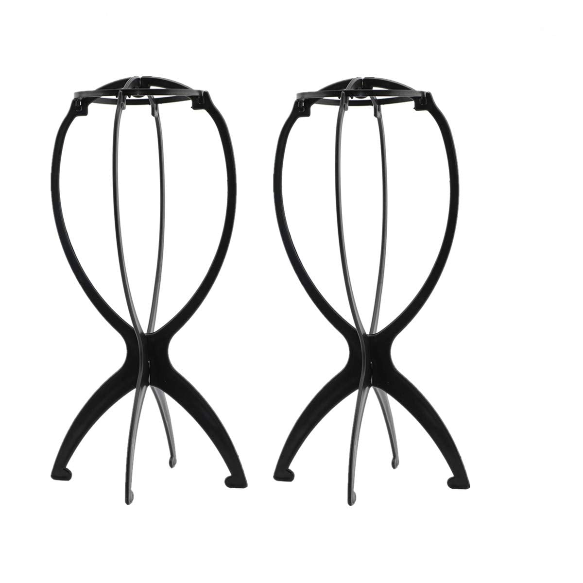 Dansee 2 Pack Short Wig Stand - Durable Wig Holder For Multiple Wigs, Black Synthetic Material