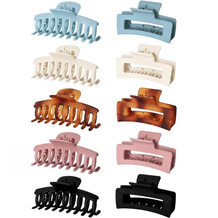 Vsiopy 10Pcs Hair Claw Clips, 3.5 Inch Nonslip Large Hair Clips For Thin Hair, Strong Hold