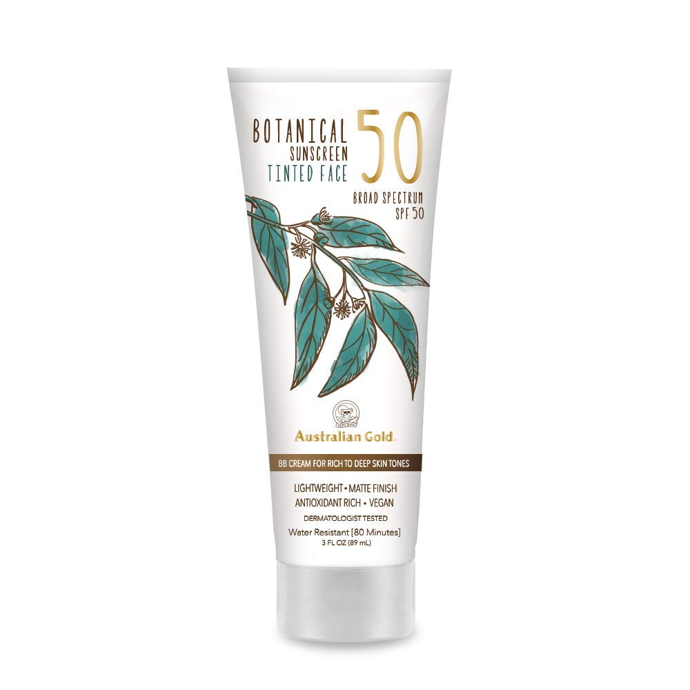 Australian Gold Spf 50 Tinted Sunscreen For Face, Water-Resistant, Rich-Deep, 3 Fl Oz