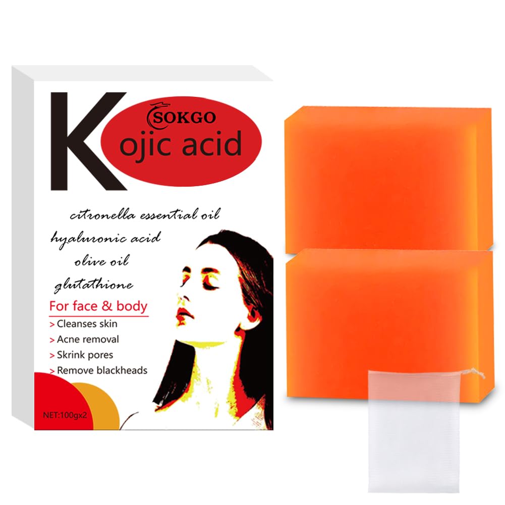 Loske Kojic Acid Body Soap With Tea Tree & Coconut Oil – Vegan Face & Body Bath Soap, 2Pcs