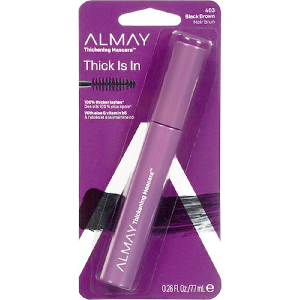 Almay Thickening Mascara, Black Brown, 0.26 Oz - Pack Of 4, Volume & Definition