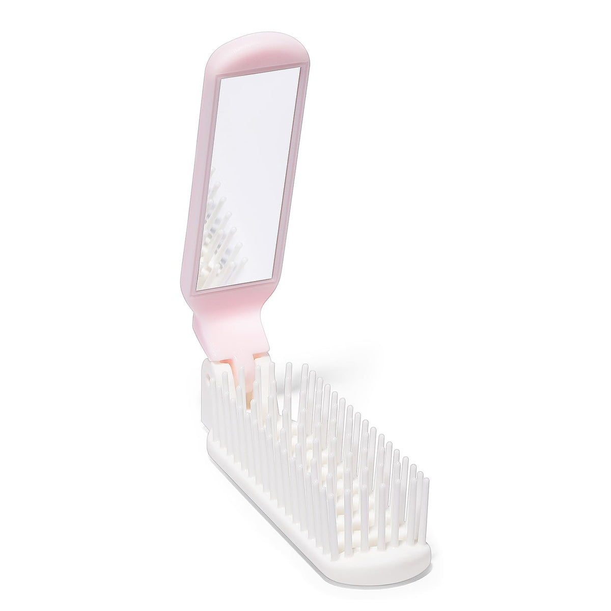 Arthaxi Light Pink Hair Brush With Mirror & Folding Comb - Compact Travel Size For Women