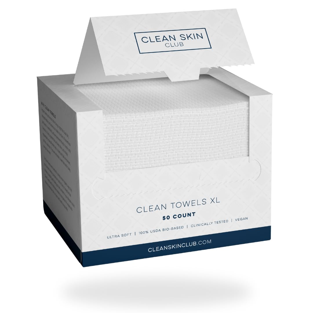 Clean Skin Club Clean Towel Xl, 100% Biobased, Ultra Soft, 300 Ct, Makeup Remover W