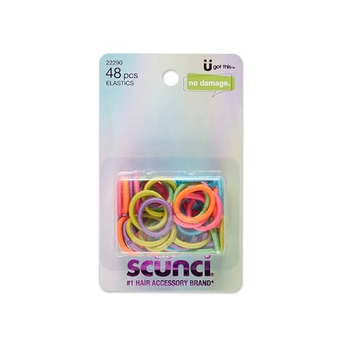 Scunci Kids Rainbow Elastics - Multicolor Hair Ties, 1 Count, Plastic & Rubber