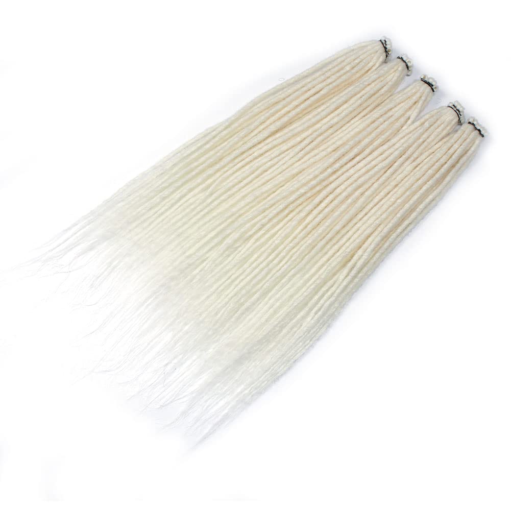 22&quot; Pearl White Synthetic Dreadlocks Extensions By Kraler - 10 Strands Crochet Braided Hair