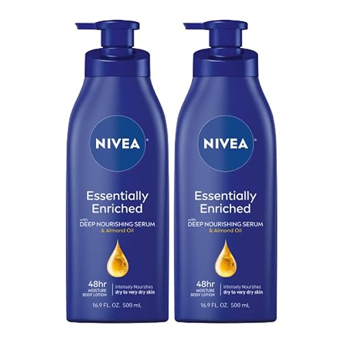 Nivea Essentially Enriched Body Lotion, 2-Pack Of 16.9 Fl Oz Pump Bottles For Dry Skin