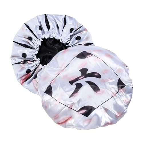 Crown Silky Satin Bonnet For Sleeping - Adjustable Elastic Soft Band, White Bleach Grim