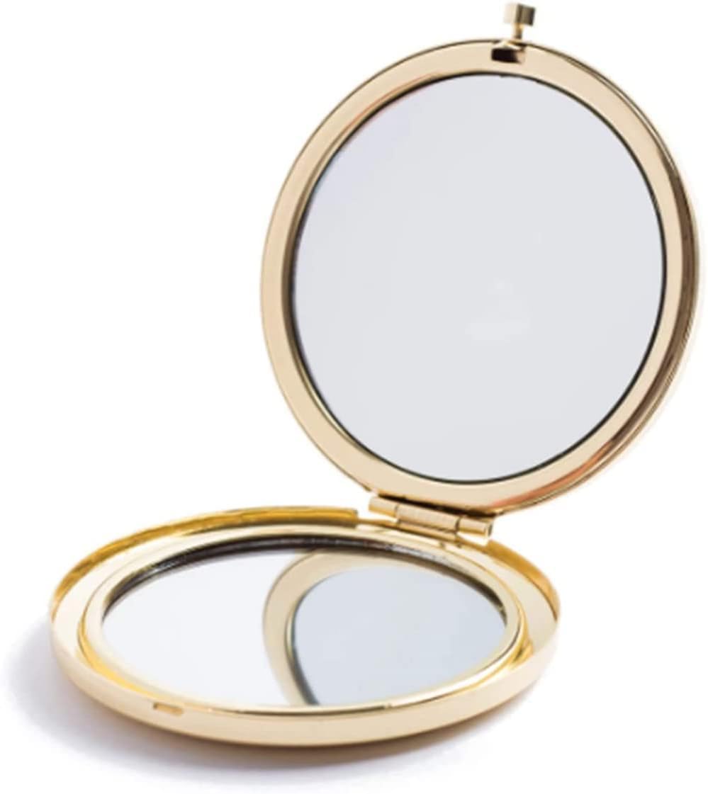 HREW Gold Magnifying Compact Mirror, 2x/1x Double Sided Pocket Travel Makeup Mirror