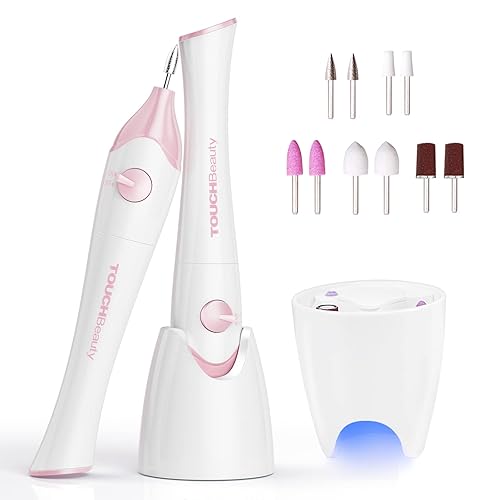 TOUCHBeauty Electric Nail File Drill Set with 10 Bits & UV Light - Pink Manicure Pedicure Care