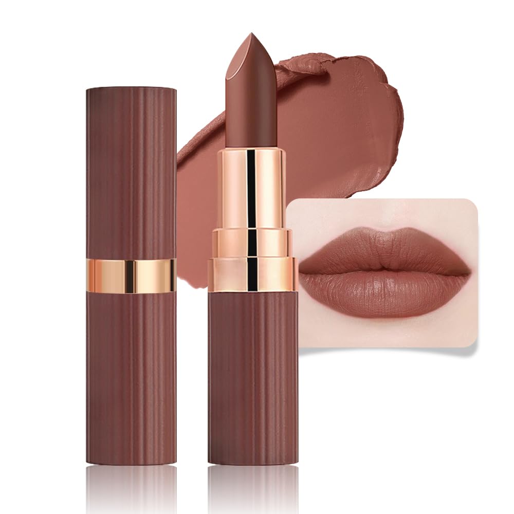 Cakaila Nude Matte Lipstick Set - Long Lasting Waterproof Velvet Lip Stain For Women, Dark Brown