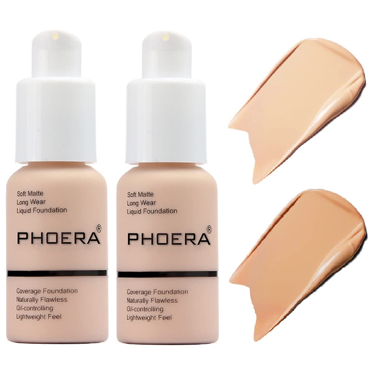 Phoera 2 Pack Matte Oil Control Foundation Cream, Long Lasting Waterproof, 1 Fl Oz