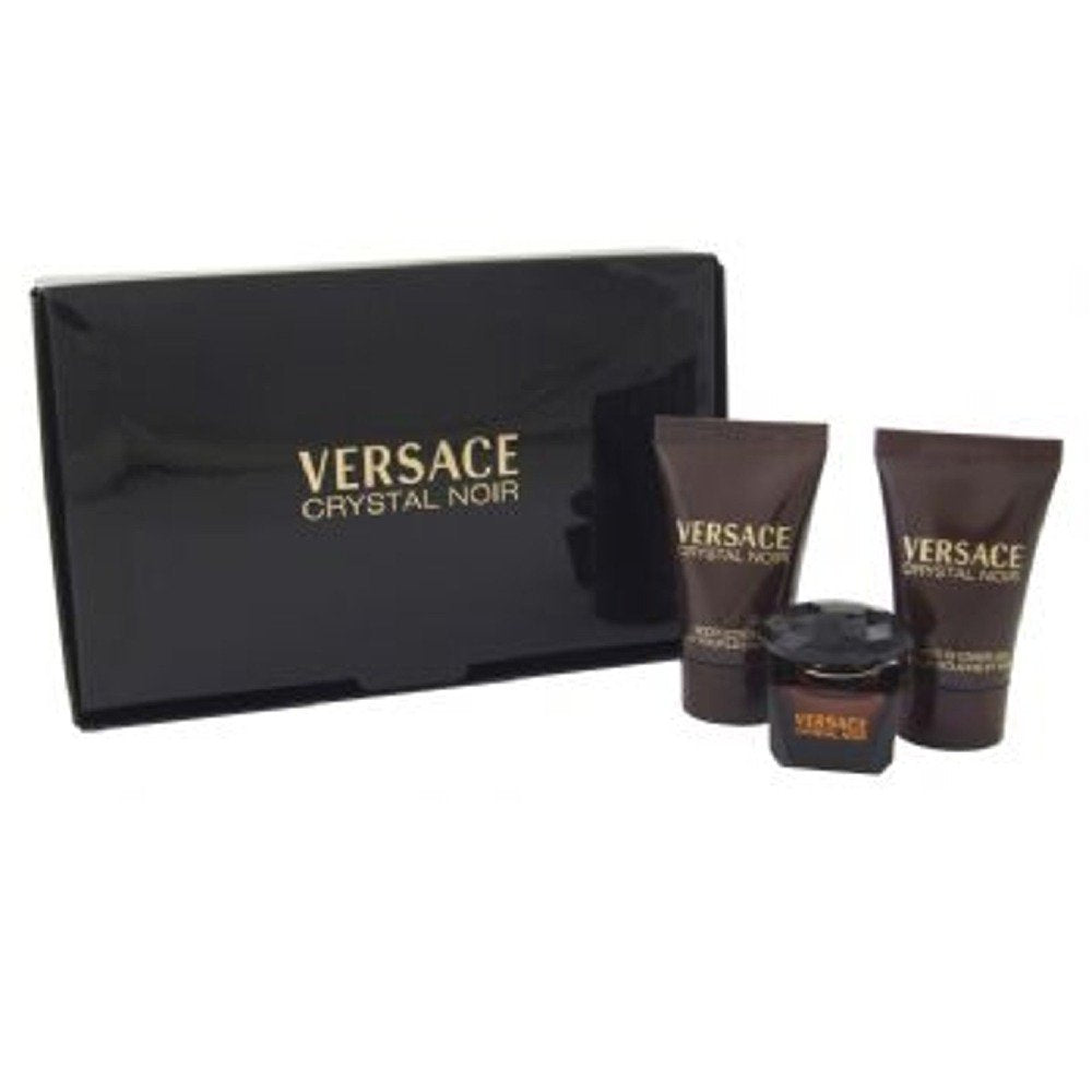 Versace Crystal Noir Gift Set For Women - Edt Mini 0.17 Oz, Body Lotion & Shower Gel 0.