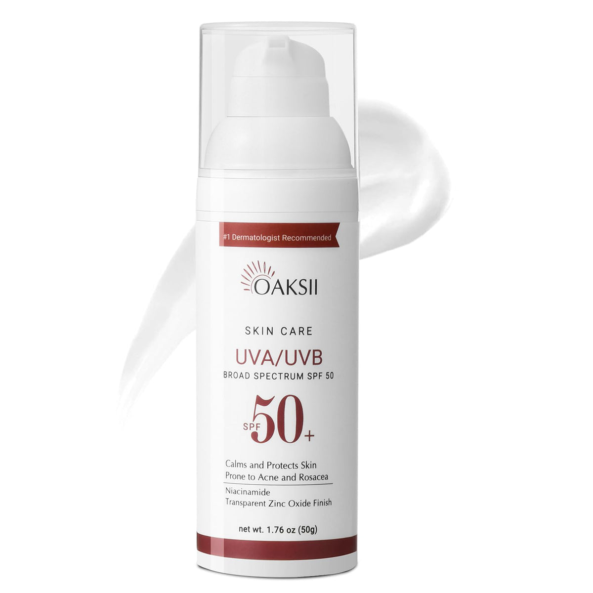 Oaksii Uv Clear Face Sunscreen Spf 50 Oil-Free Zinc Oxide, Lightweight 1.7 Fl Oz