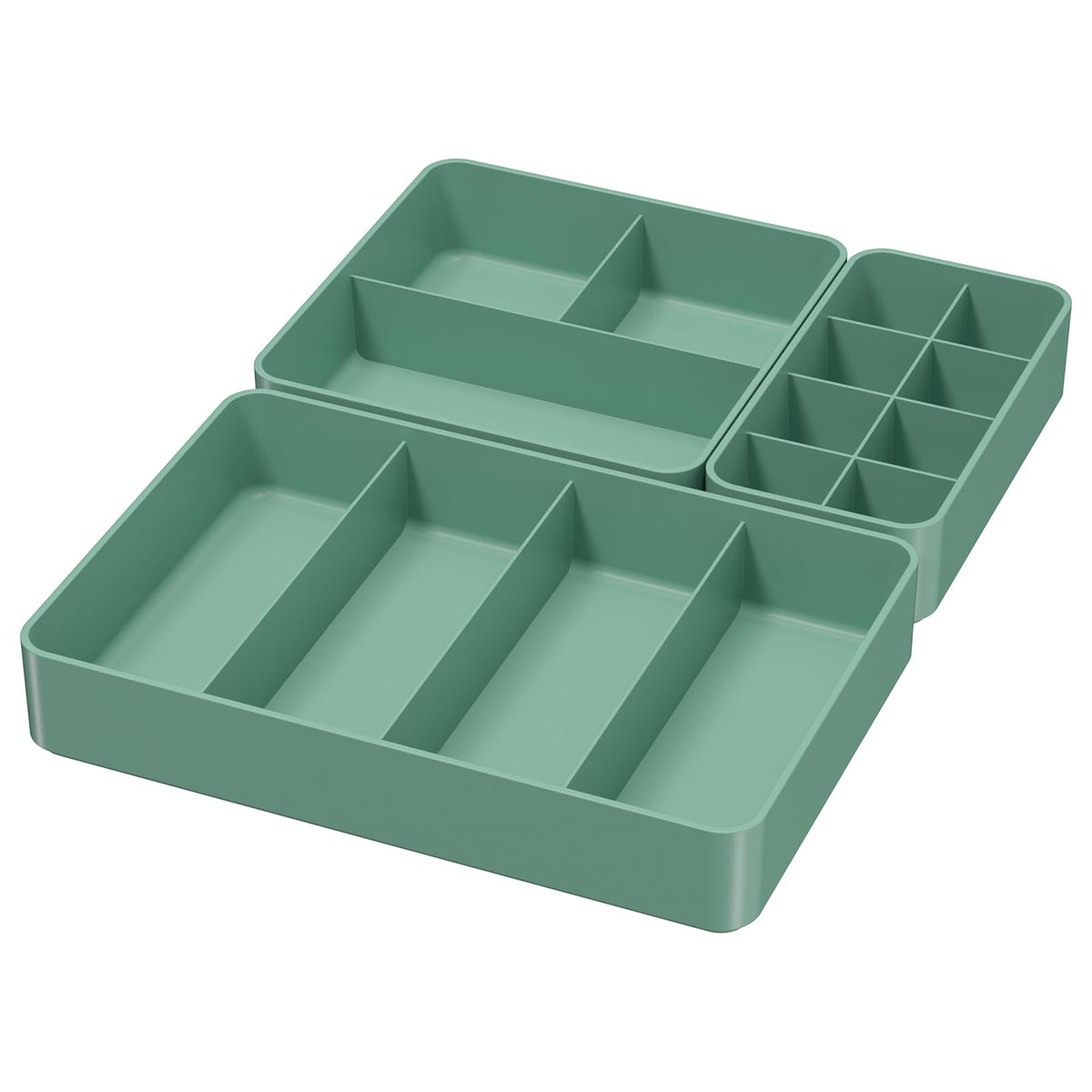 Chancetsui 3 Pack Green Drawer Organizer For Makeup, Brushes, Lipstick & Nail Polish Storage