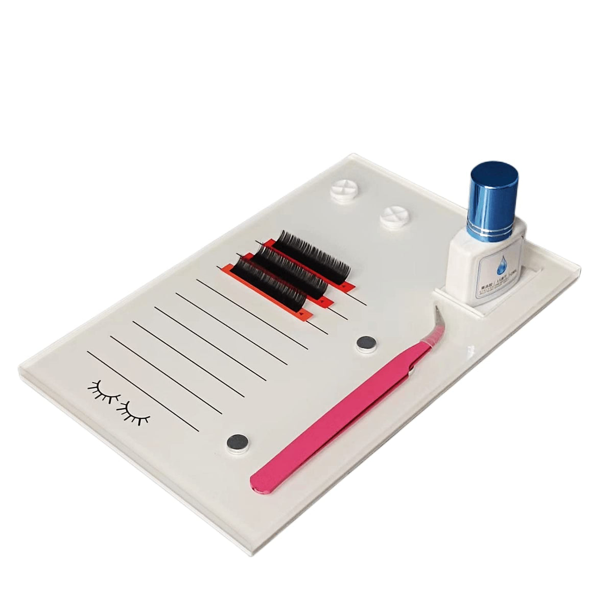 Liximmazn Acrylic Eyelash Grafting Pallet With Magnetic Suction For 2 Tweezers - White 7.