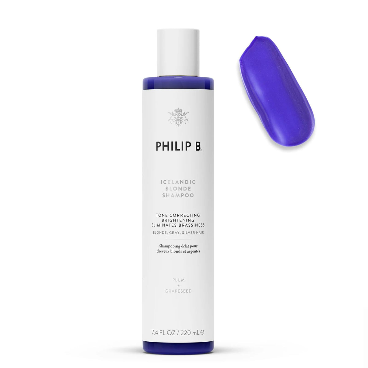 Philip B Icelandic Blonde Shampoo 7.4 Oz - Bright, Shiny, Cool-Toned Hair, Purple