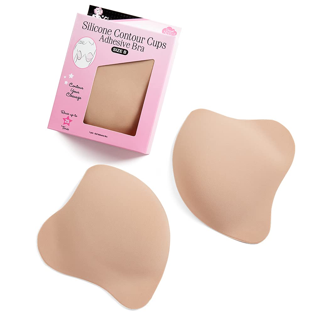 Hollywood Fashion Secrets Silicone Contour Cups, Size A - Push Up Support & Coverage, Beige