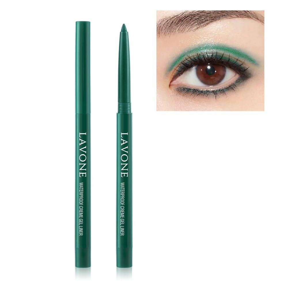 Lavone Waterproof Green Eyeliner Pencil - Smudge-Proof, Quick Drying, Long-Lasting Makeup