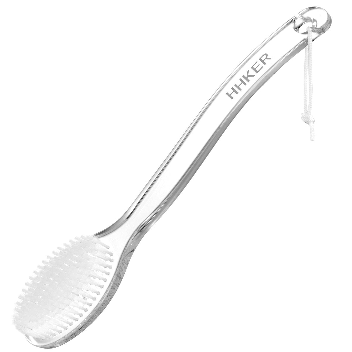 Borown Hhker Long-Handled Shower Brush - Soft Nylon Exfoliator For Healthy Skin, Transparent Handle