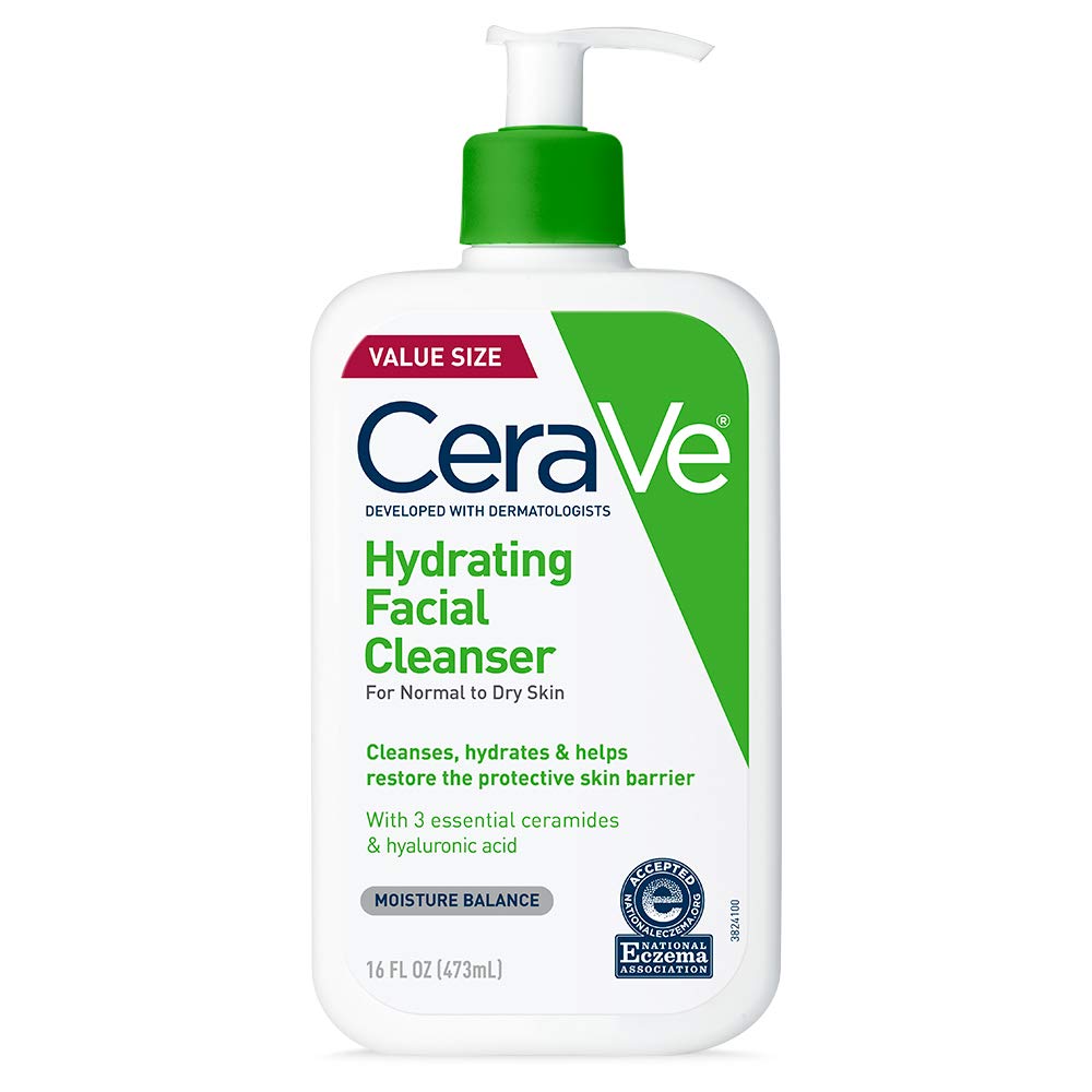 Cerave Hydrating Facial Cleanser For Dry Skin, 16 Fl Oz - Hyaluronic Acid & Ceramides