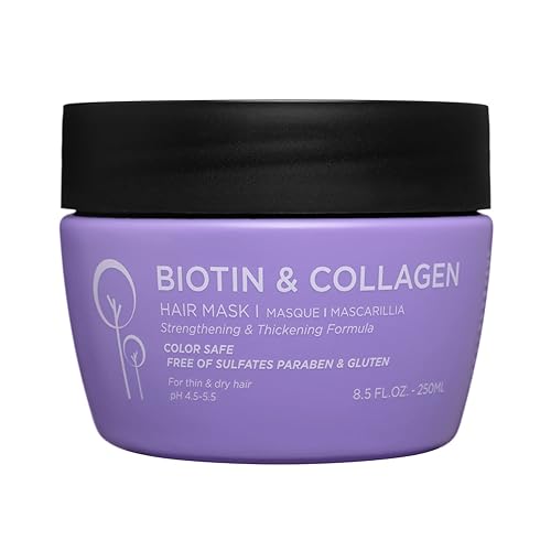 L LUSETA Biotin & Collagen Hair Mask - Anti-Frizz Treatment for Dry & Damaged Hair, 8.5 oz